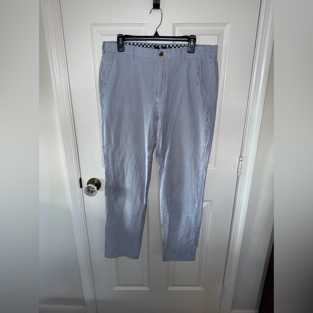 Brooks Brothers Blue and White Seersucker Pants W35/L32 100% Cotton